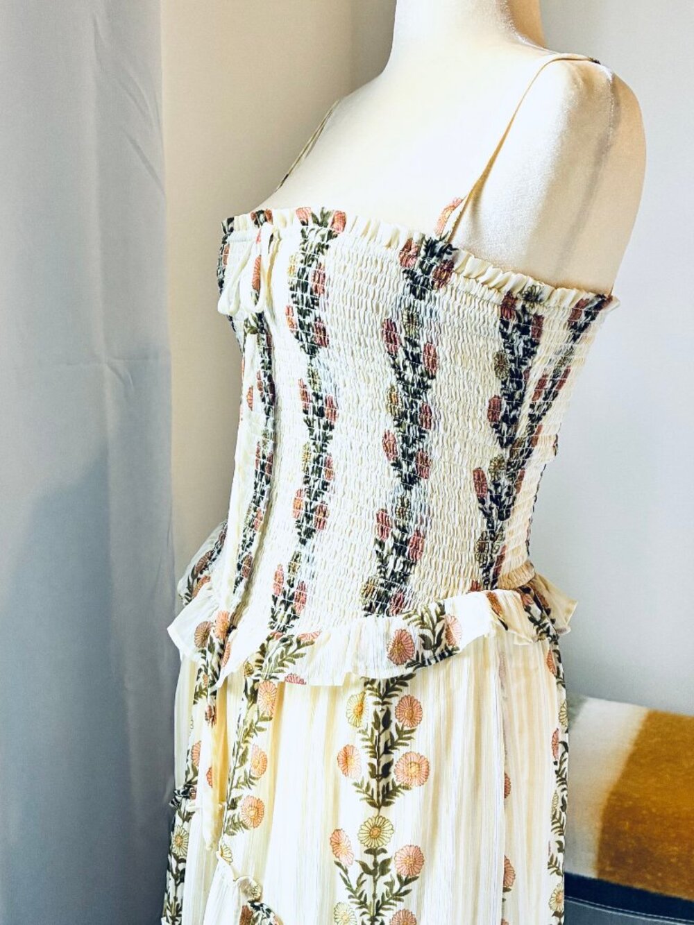 Free People Alejandro Floral Midi Dress in Yellow & Green (L) New With Tag - Picture 8 of 13